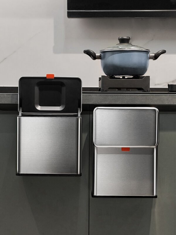 Kitchen Garbage Bin Wall-Mounted Stainless Steel Household No-Drilling Kitchen Waste Hanging Storage Bin 2025 New Model Bathroom