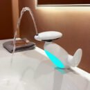 White gunmetal gray bathroom sink basin hot and cold water faucet pull-out multi-function washbasin