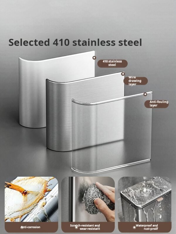 Kitchen Garbage Bin Wall-Mounted Stainless Steel Household No-Drilling Kitchen Waste Hanging Storage Bin 2025 New Model Bathroom - Image 3