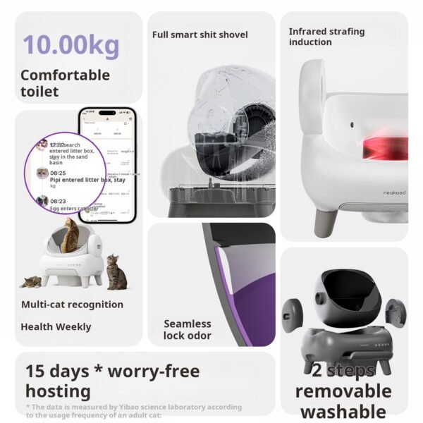 Open-style intelligent fully automatic cat litter box, extra-large electric cleaning Maine Coon cat toilet, small dog litter scooper. - Image 2