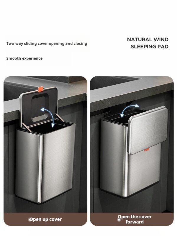 Kitchen Garbage Bin Wall-Mounted Stainless Steel Household No-Drilling Kitchen Waste Hanging Storage Bin 2025 New Model Bathroom - Image 4